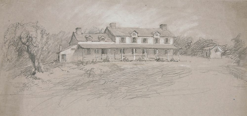 Sketch of a country home art print by Edwin Austin Abbey for $57.95 CAD