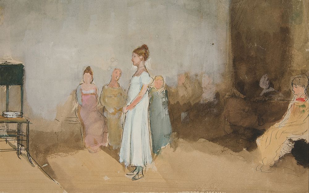 Sketch of a woman in an interior art print by Edwin Austin Abbey for $57.95 CAD