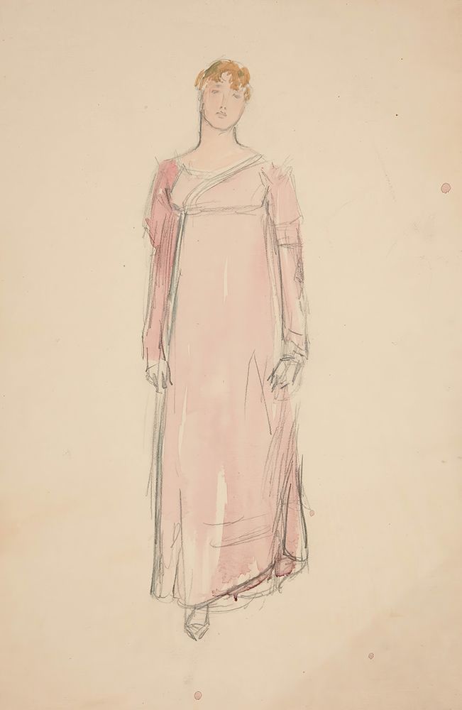 Sketch of a woman in pink ├óΓé¼ΓÇ£ costume study for a play art print by Edwin Austin Abbey for $57.95 CAD