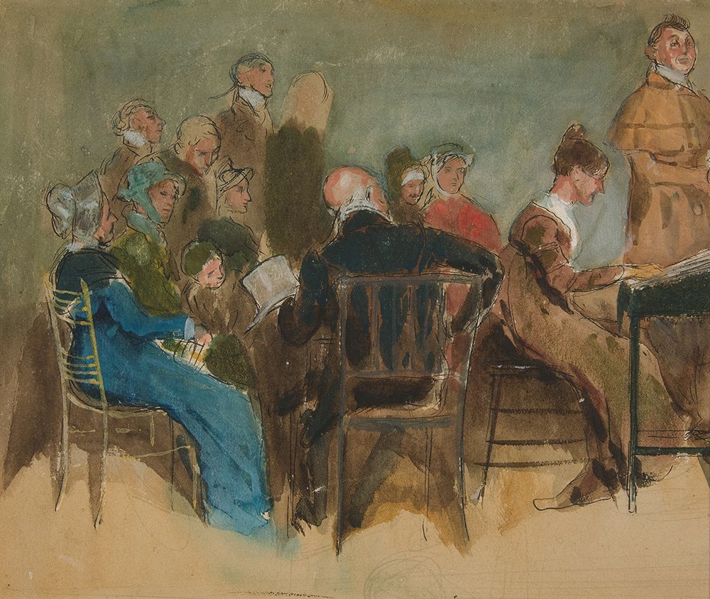 Sketch of women in an interior ├óΓé¼ΓÇ£ unidentified illustration art print by Edwin Austin Abbey for $57.95 CAD