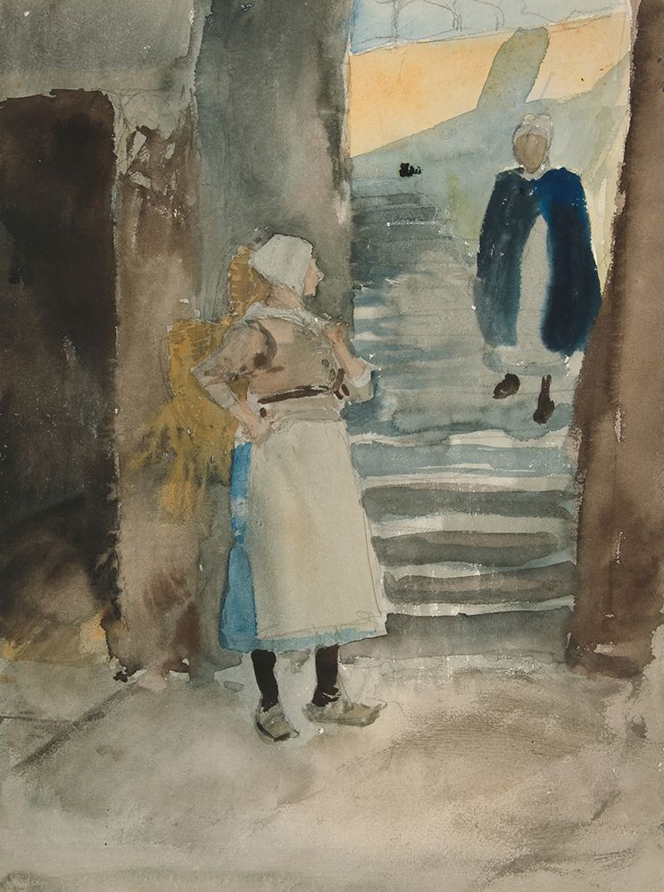 Street Scene with Two Fishwives art print by Edwin Austin Abbey for $57.95 CAD