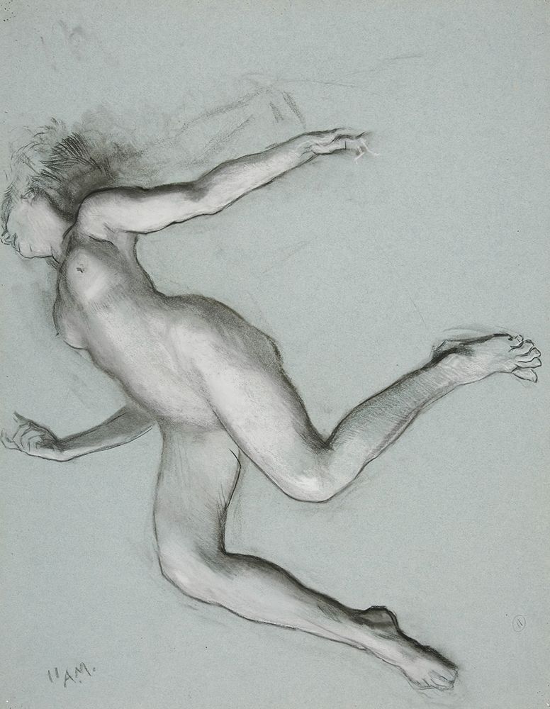 Study for figure of 11 am for The Hours ceiling at the state capitol building in Harrisburg, PA art print by Edwin Austin Abbey for $57.95 CAD