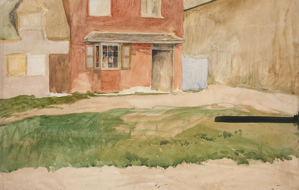 Study of exterior of a red brick building art print by Edwin Austin Abbey for $57.95 CAD