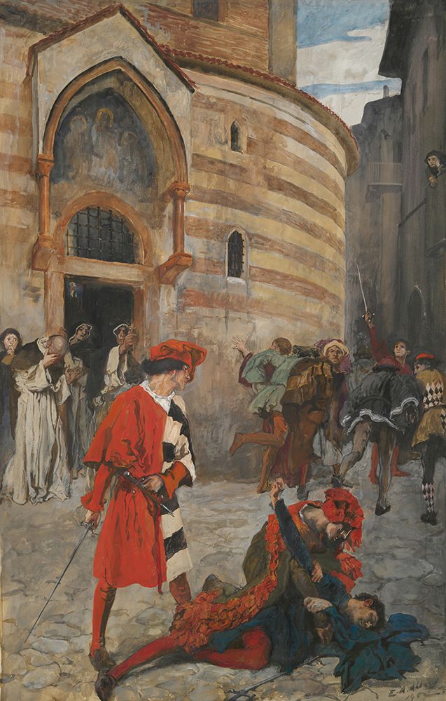 The Death of Mercutio Act III, Scene I, Romeo and Juliet 1902 art print by Edwin Austin Abbey for $57.95 CAD