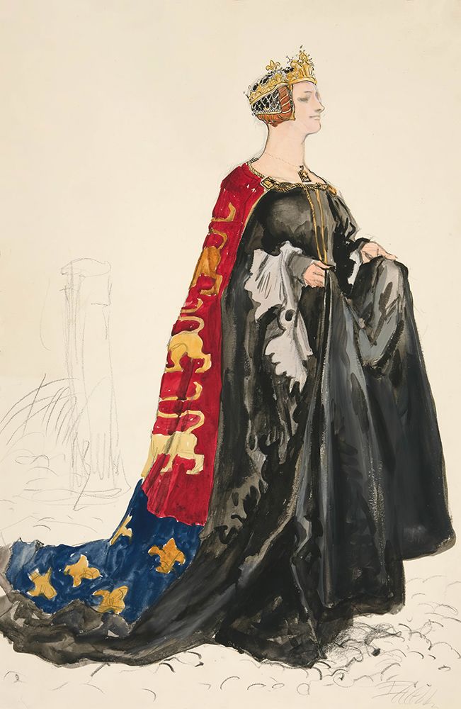 The Queen (in black), costume sketch for Henry Irvings 1898 Planned Production of Richard II art print by Edwin Austin Abbey for $57.95 CAD