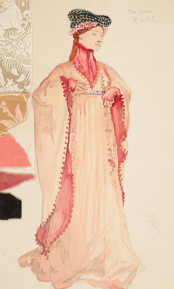 The Queen in pink, costume sketch for Henry Irvings 1898 Planned Production of Richard II art print by Edwin Austin Abbey for $57.95 CAD