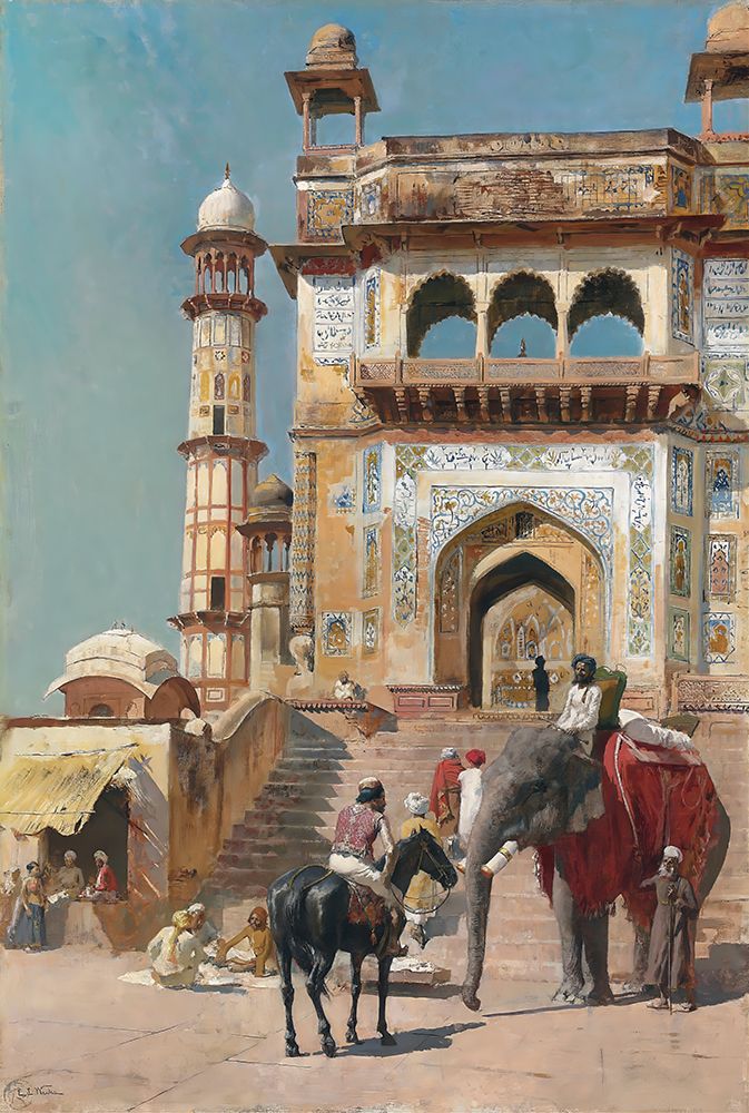 Before the great Jami Masjid mosque, Mathura, India 1883 art print by Edwin Lord Weeks for $57.95 CAD