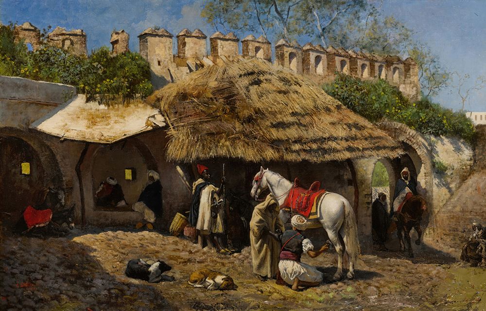 Blacksmiths Shop at Tangiers 1876 art print by Edwin Lord Weeks for $57.95 CAD