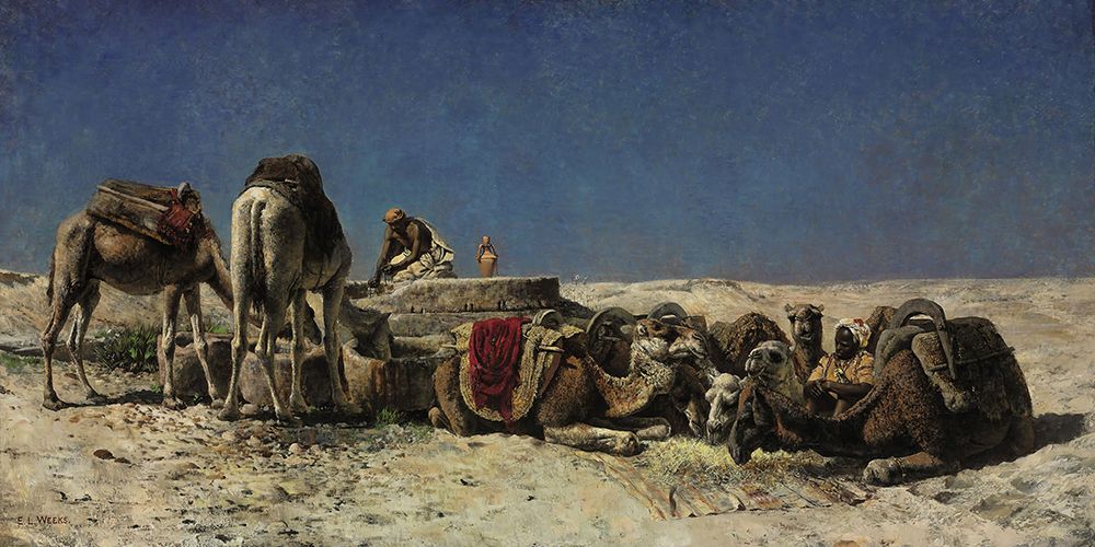 Camels beside a cistern 1880 art print by Edwin Lord Weeks for $57.95 CAD