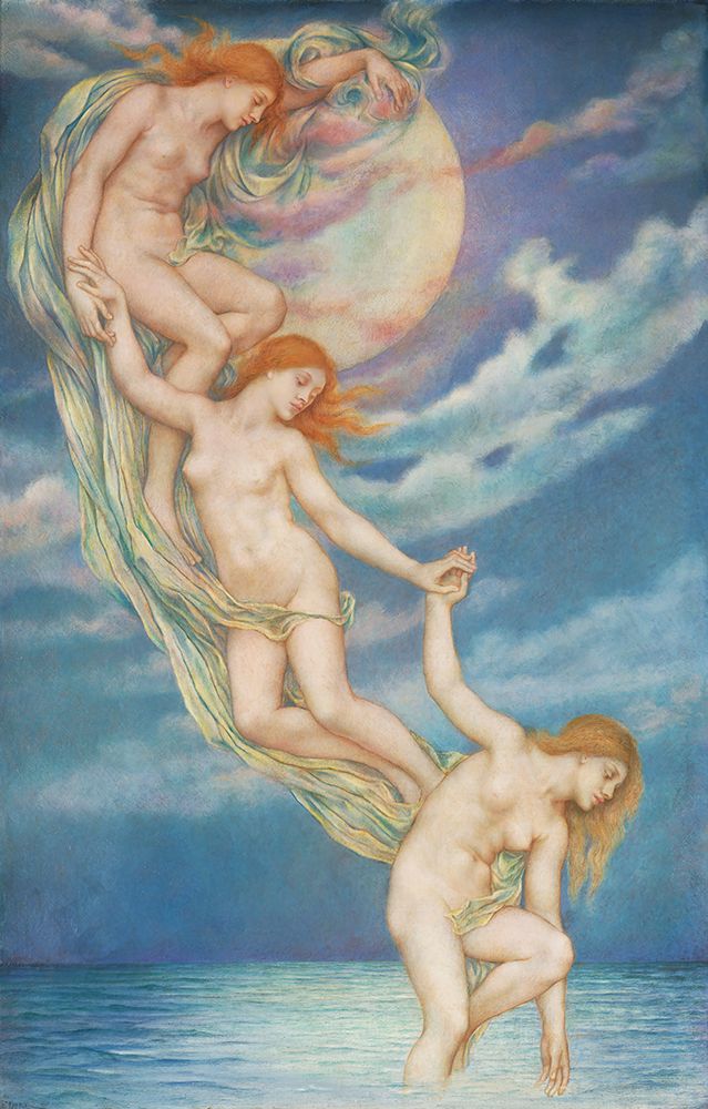 Moonbeams Dipping Into The Sea 1918 art print by Evelyn De Morgan for $57.95 CAD