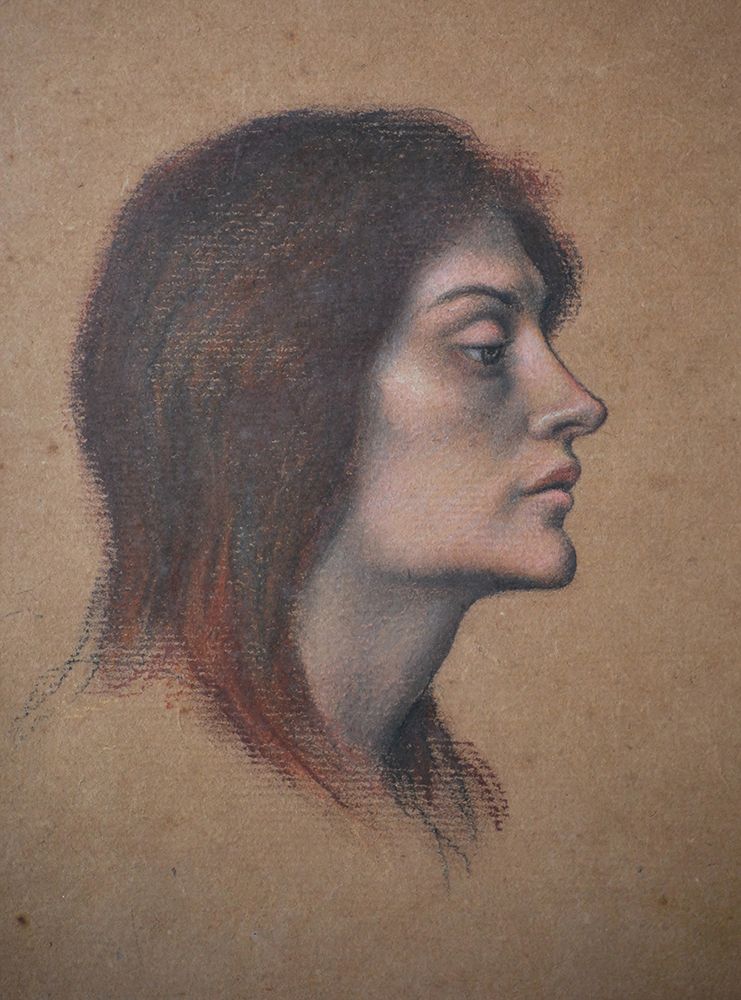Study of a female head for The Love Potion 1903 art print by Evelyn De Morgan for $57.95 CAD