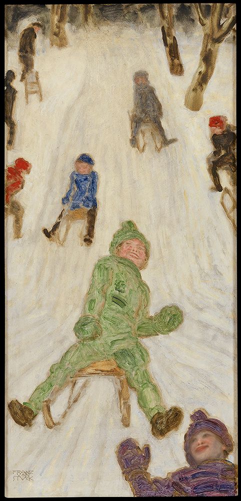 Children sledding 1926 art print by Franz von Stuck for $57.95 CAD