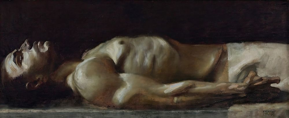 Corpse of Christ oil study for the Pieta circa 1891 art print by Franz von Stuck for $57.95 CAD