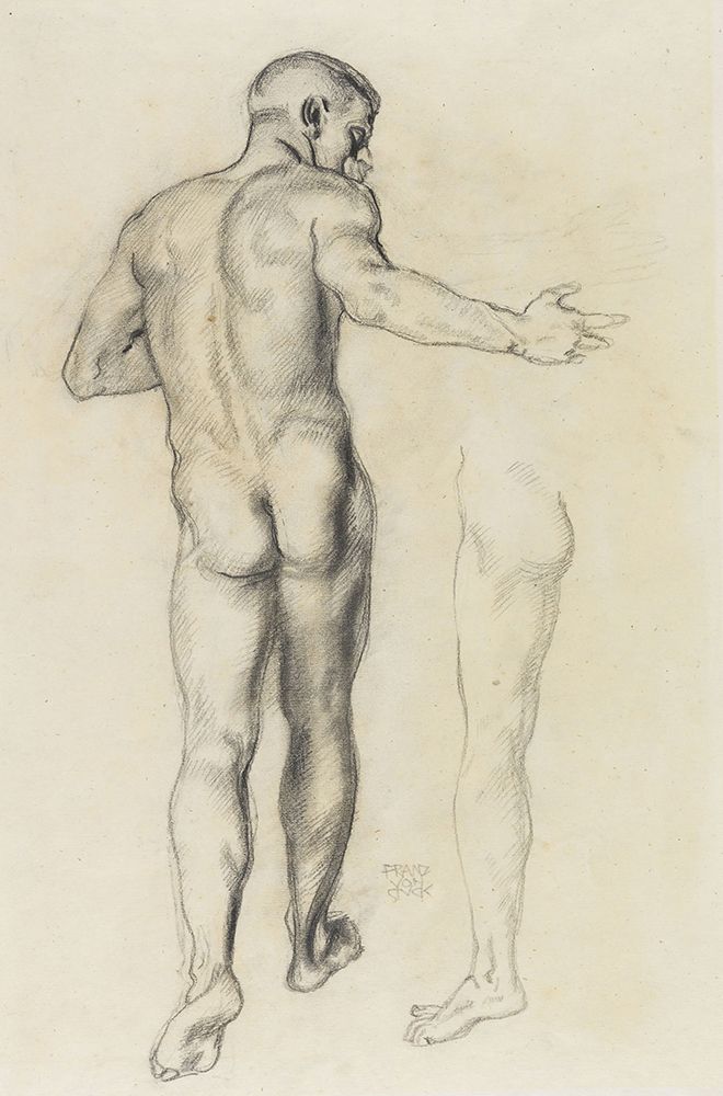 Male back nude 1909 art print by Franz von Stuck for $57.95 CAD