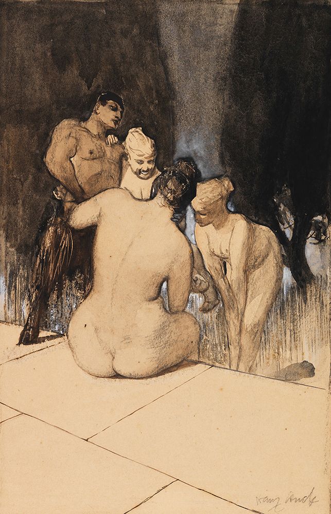 Satyr with nymphs and child 1889 art print by Franz von Stuck for $57.95 CAD