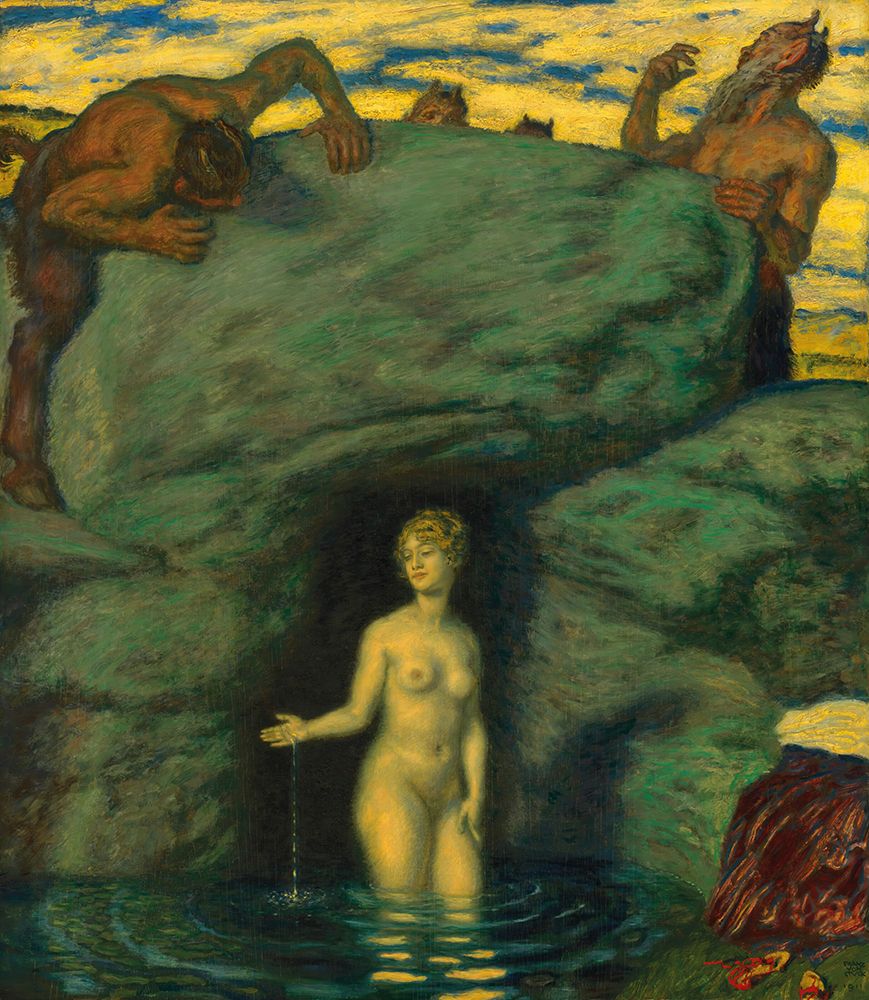 Spring nymph overheard by fauns 1911 art print by Franz von Stuck for $57.95 CAD