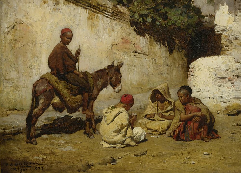 Arab Children Playing Cards 1873 art print by Frederick Arthur Bridgman for $57.95 CAD