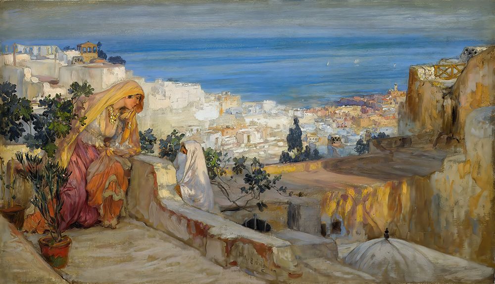 Arab Women On A Rooftop, Algiers Beyond art print by Frederick Arthur Bridgman for $57.95 CAD
