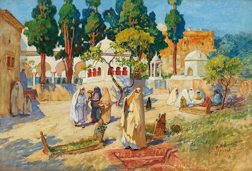 Arab Womens Day in the Cemetery, Bou Kobrine 1925 art print by Frederick Arthur Bridgman for $57.95 CAD