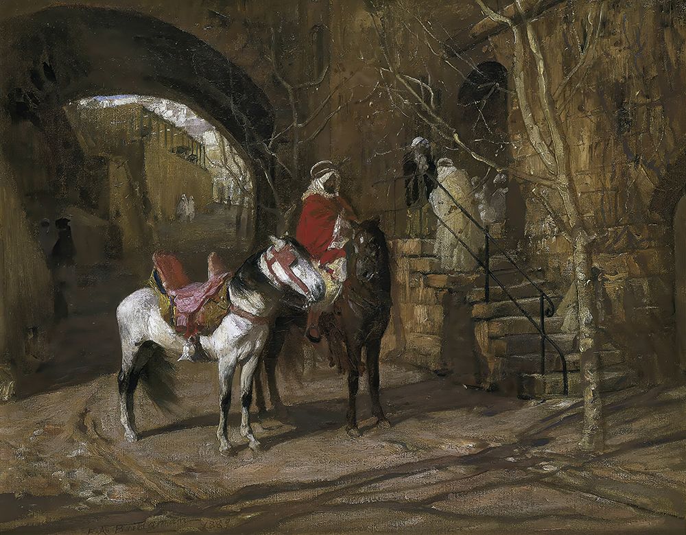 Horseman In A Courtyard 1889 art print by Frederick Arthur Bridgman for $57.95 CAD