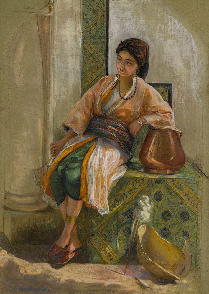 Young Girl With a Fan art print by Frederick Arthur Bridgman for $57.95 CAD