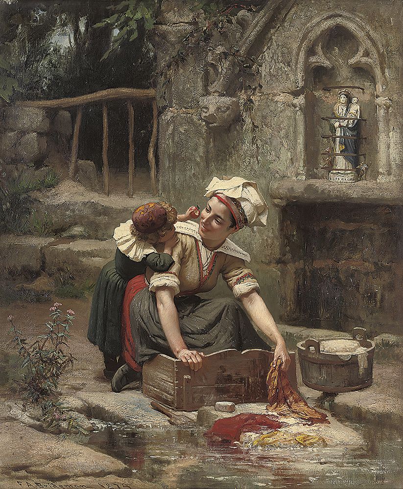 Mothers little helper 1874 art print by Frederick Arthur Bridgman for $57.95 CAD