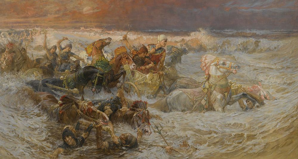 Pharaoh And His Army Engulfed By The Red Sea 1900 art print by Frederick Arthur Bridgman for $57.95 CAD