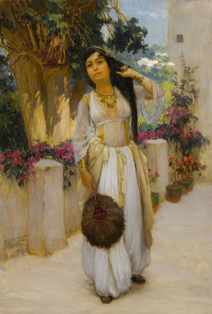 Woman of Algiers on a Veranda 1893 art print by Frederick Arthur Bridgman for $57.95 CAD