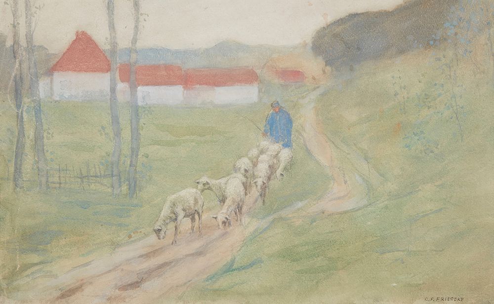 Leading the Sheep art print by Frederick Carl Frieseke for $57.95 CAD