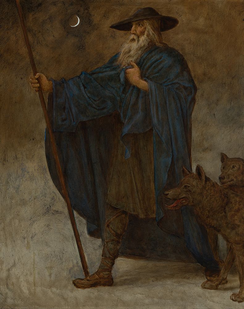 December Wotan with wolves 1906 art print by Hans Thoma for $57.95 CAD