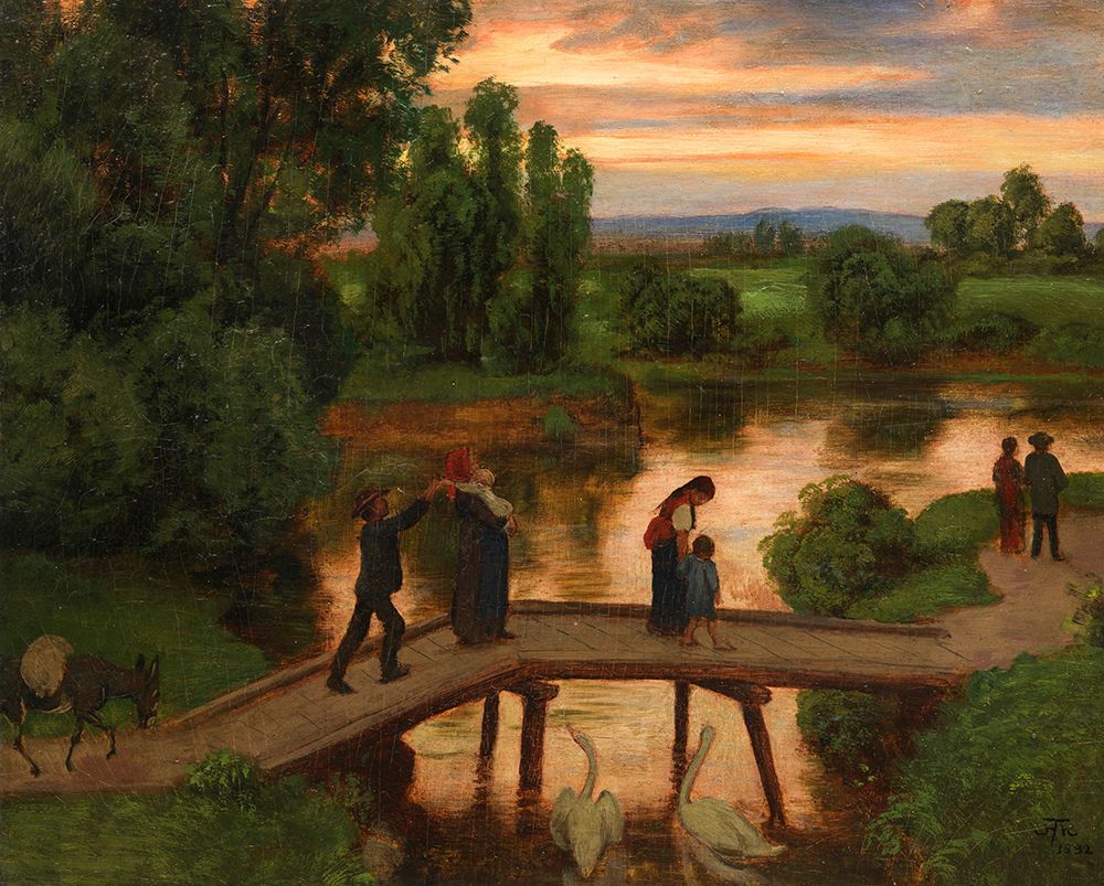 The bridge summer evening 1892 art print by Hans Thoma for $57.95 CAD