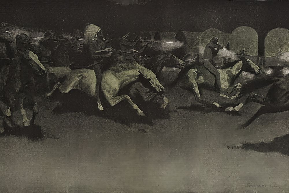 A night attack on a government wagon train 1904 art print by Frederic Remington for $57.95 CAD