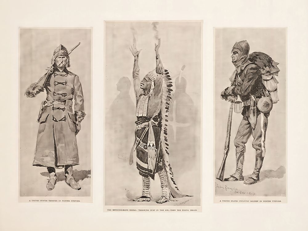 A United States trooper, The medicine mans signal, A United States infantry soldier 1891 art print by Frederic Remington for $57.95 CAD