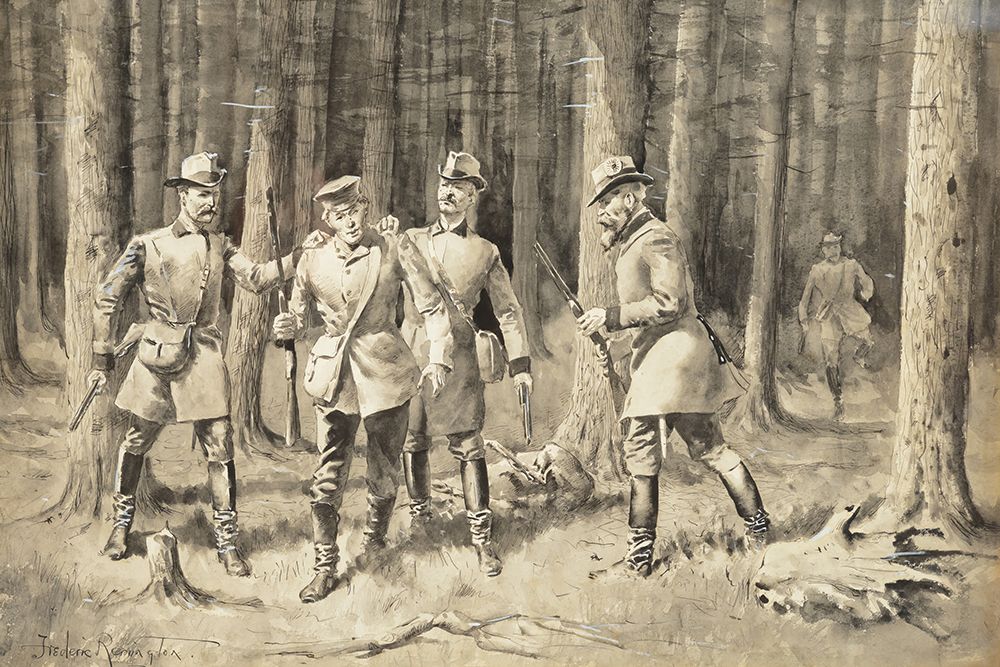 Arrest of a Poacher in the Forest art print by Frederic Remington for $57.95 CAD