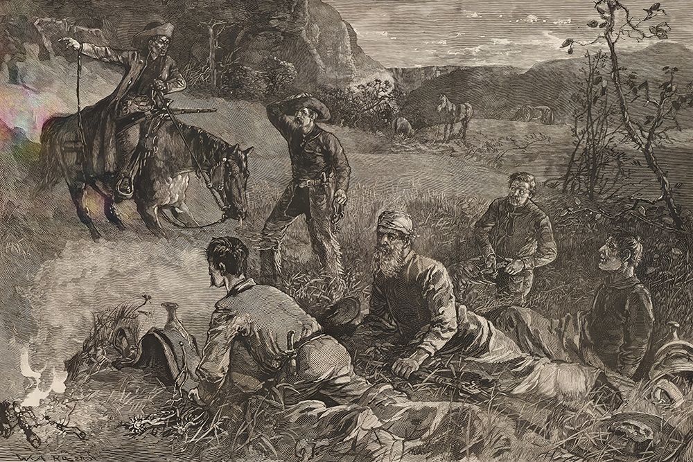 Cowboys of Arizona roused by a scout 1882 art print by Frederic Remington for $57.95 CAD