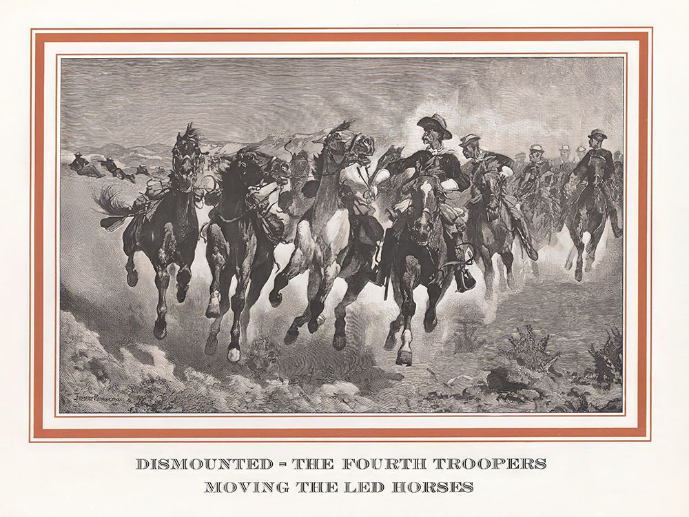 Dismounted the fourth troopers moving the led horses art print by Frederic Remington for $57.95 CAD