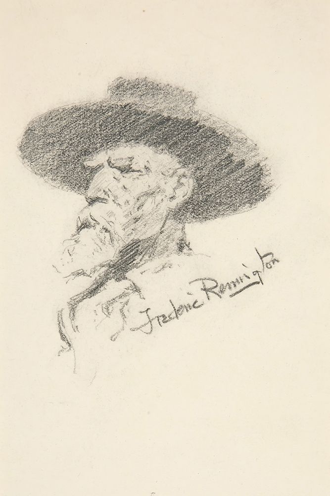 Head of a man art print by Frederic Remington for $57.95 CAD