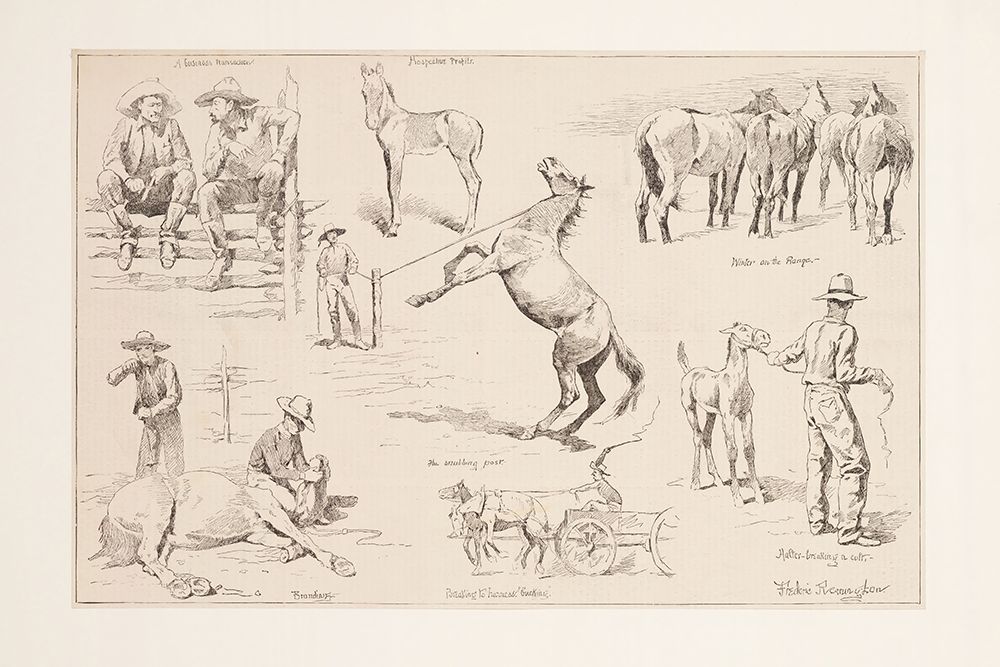 Horse raising in the northwest 1889 art print by Frederic Remington for $57.95 CAD