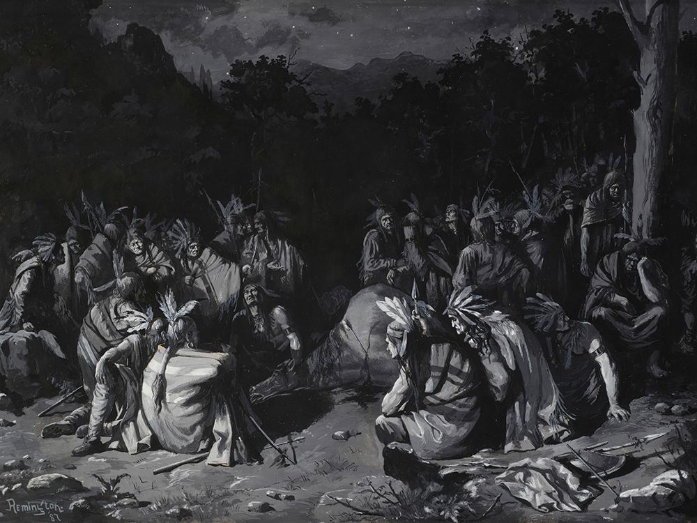 Indian Gathering 1887 art print by Frederic Remington for $57.95 CAD
