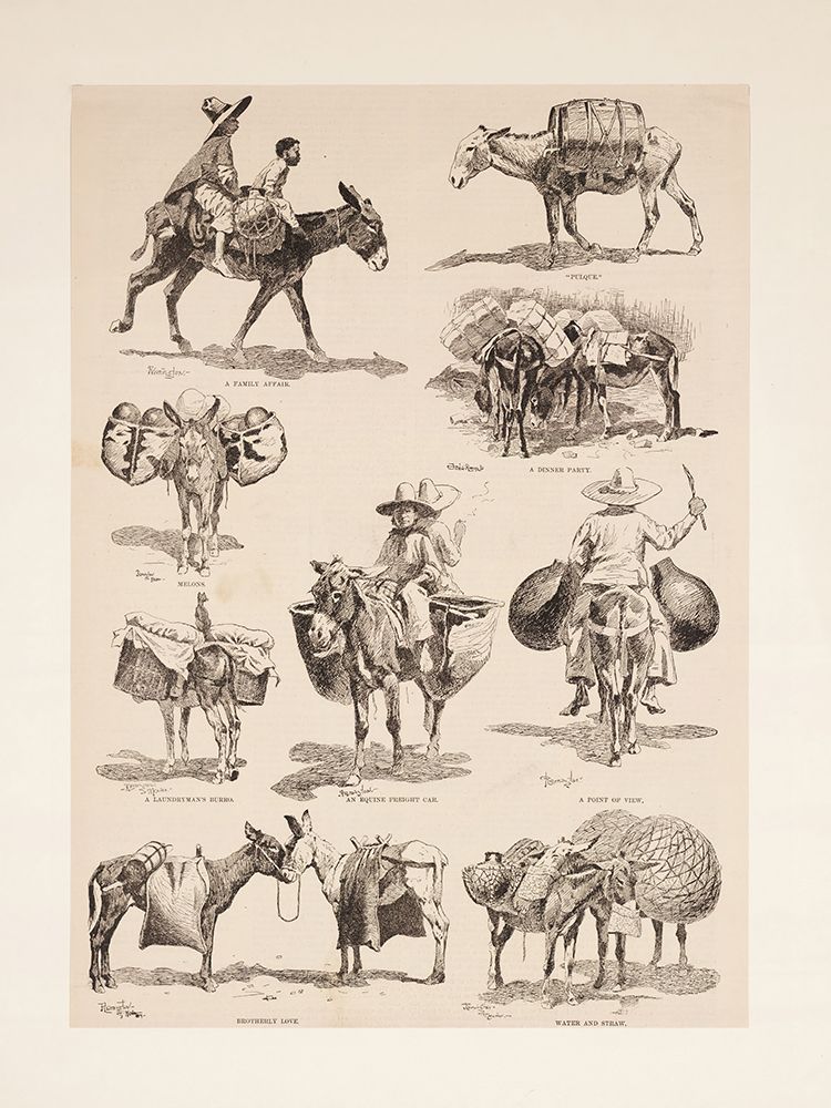 Mexican burros 1889 art print by Frederic Remington for $57.95 CAD