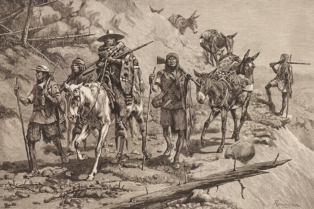 Pima Indians convoying a silver train in Mexico 1887 art print by Frederic Remington for $57.95 CAD