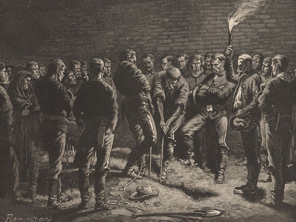 The Apache Campaign burial of Hatfields men 1886 art print by Frederic Remington for $57.95 CAD