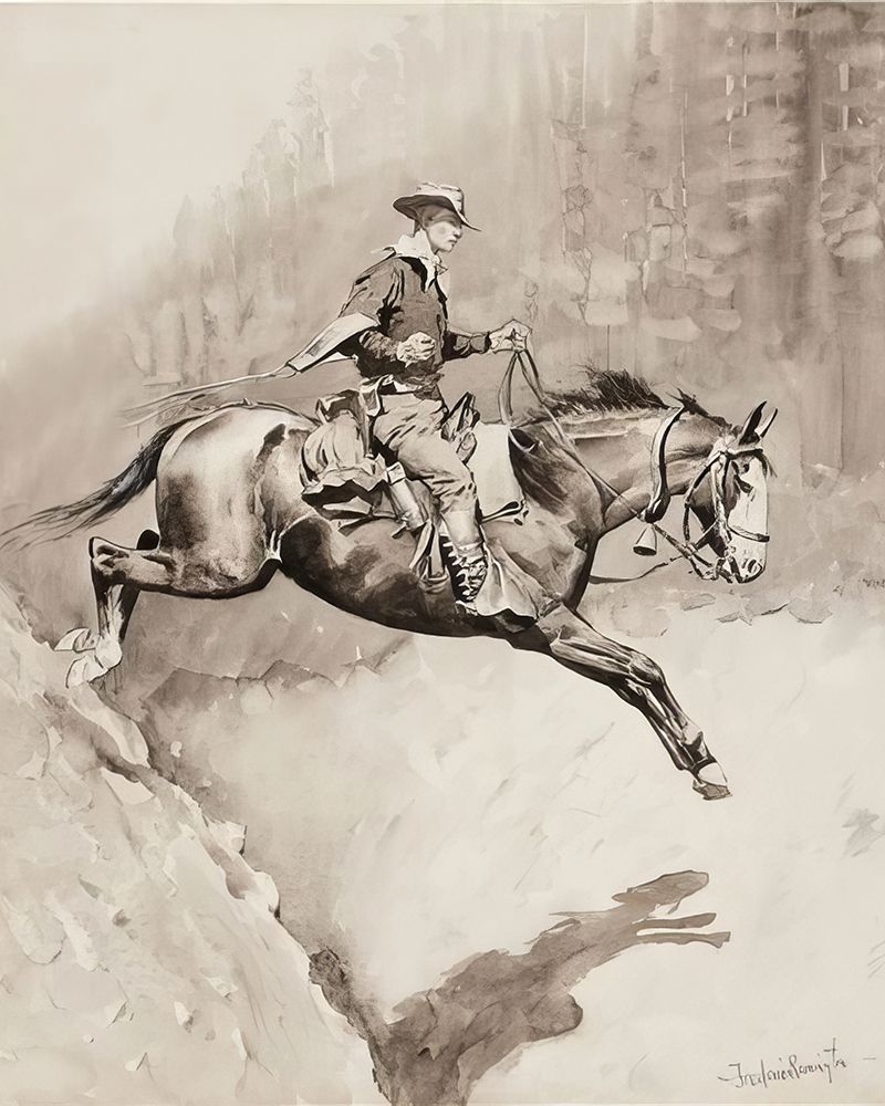 The Bell Mare Over a Bad Place circa 1893 art print by Frederic Remington for $57.95 CAD