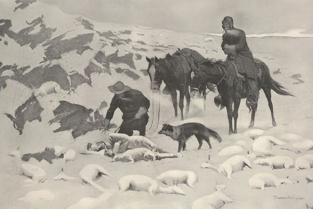 The Frozen Sheep herder 1900 art print by Frederic Remington for $57.95 CAD
