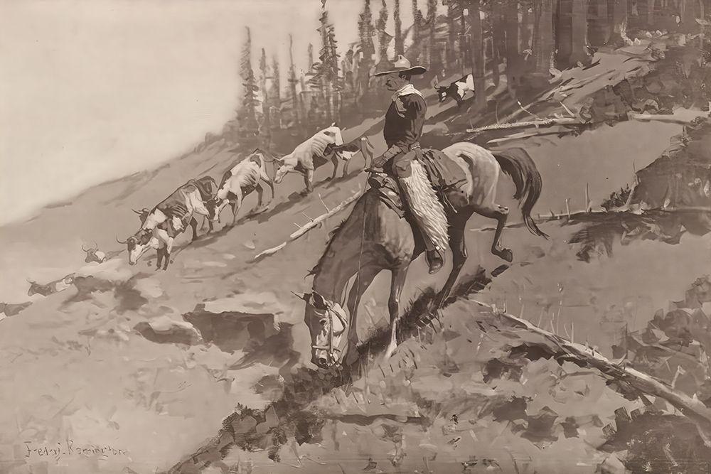 The roundup 1902 art print by Frederic Remington for $57.95 CAD