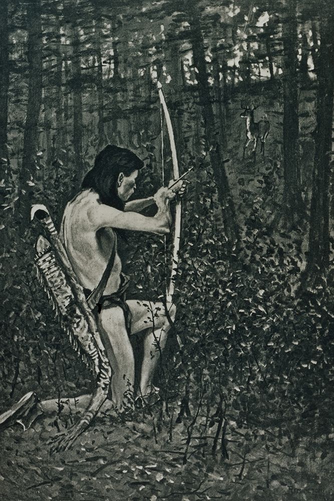 Then upon one knee, uprising, Hiawatha aimed an arrow 1891 art print by Frederic Remington for $57.95 CAD