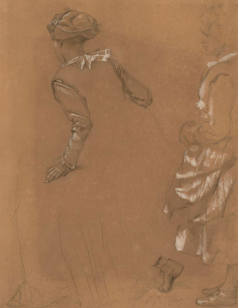 A study of two girls in North European 16th Century dress art print by James Tissot for $57.95 CAD