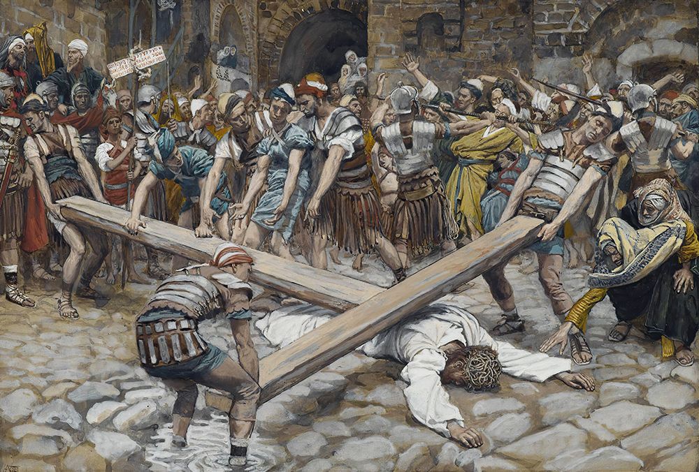 Simon the Cyrenian Compelled to Carry the Cross with Jesus art print by James Tissot for $57.95 CAD