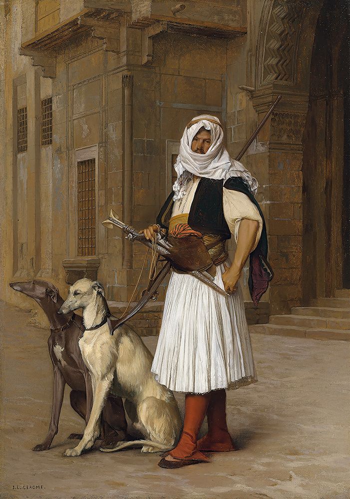 Arnaut and two Whippets 1867 art print by Jean-Leon Gerome for $57.95 CAD