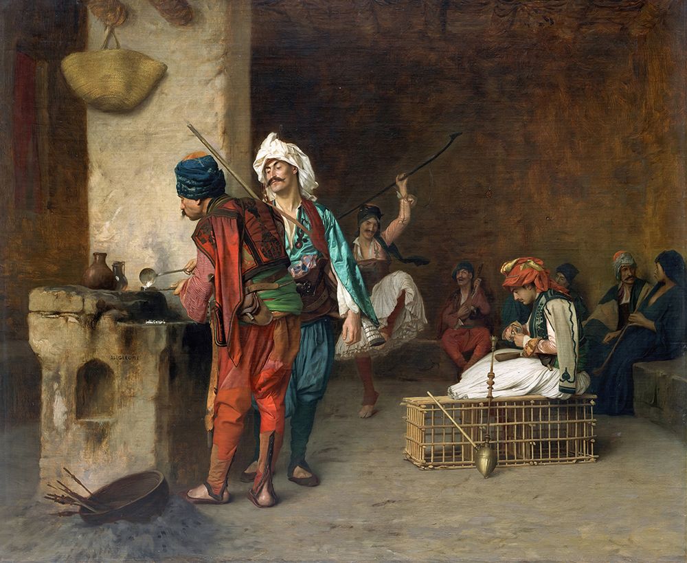 Cafe House-Cairo Casting Bullets 1884 art print by Jean-Leon Gerome for $57.95 CAD